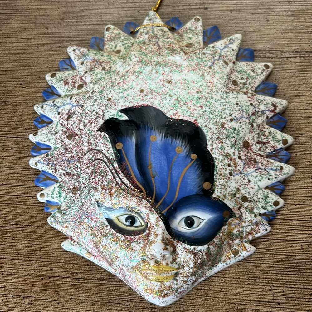 Vintage Unbranded Venetian Ceramic Butterfly Mask Wall Decor Hand-painted.